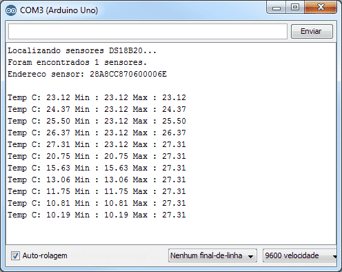 Serial Monitor DS18B20