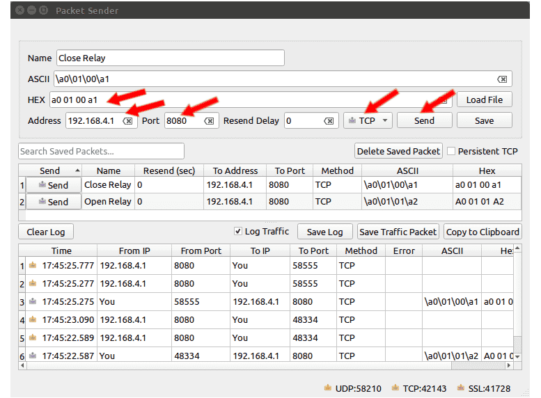 Configuração Packet Sender