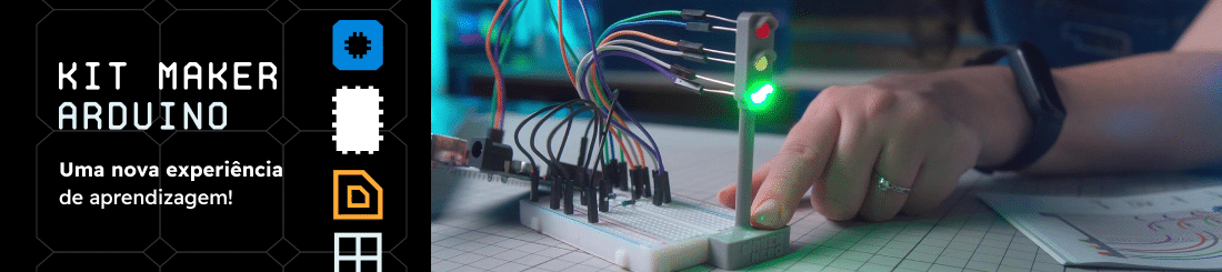 Banner do Kit Maker Arduino Iniciante destacando o projeto do semáforo