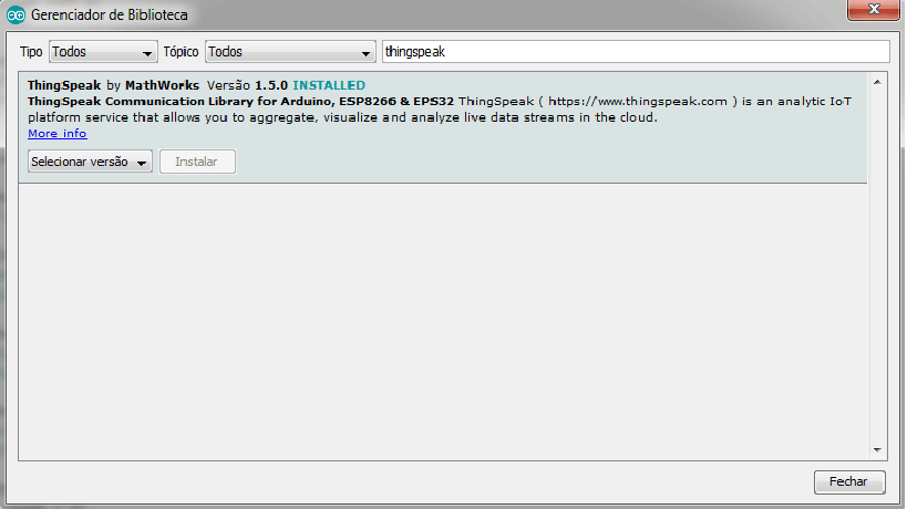 thingspeak na IDE do arduino