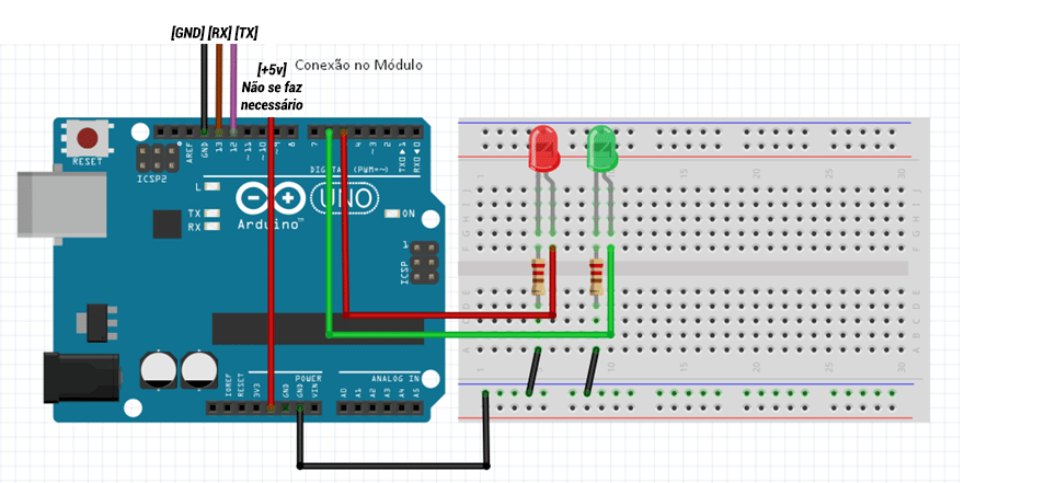 Circuito para o Módulo Conversor USB-Serial com o Arduino