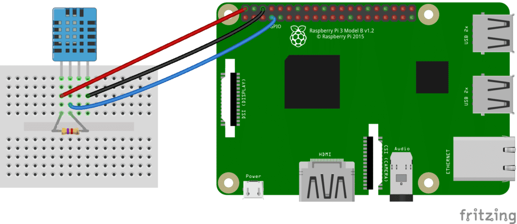 Esquemático DHT11 com Raspberry Pi