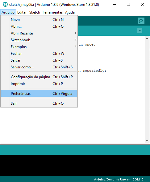 Preferências Arduino IDE