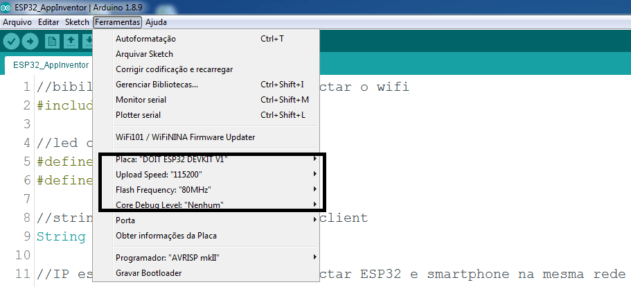 Configuração ESP32