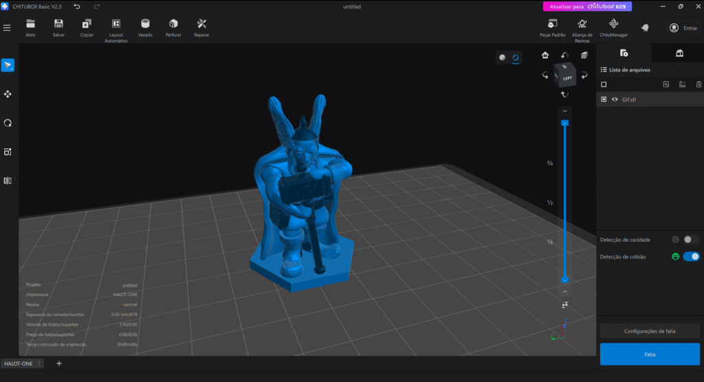 Modelo 3D importado no Chitubox