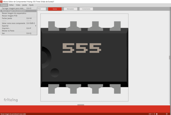 Componente fritzing usado para criar o novo