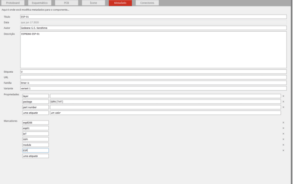 Metadados do componente fritzing