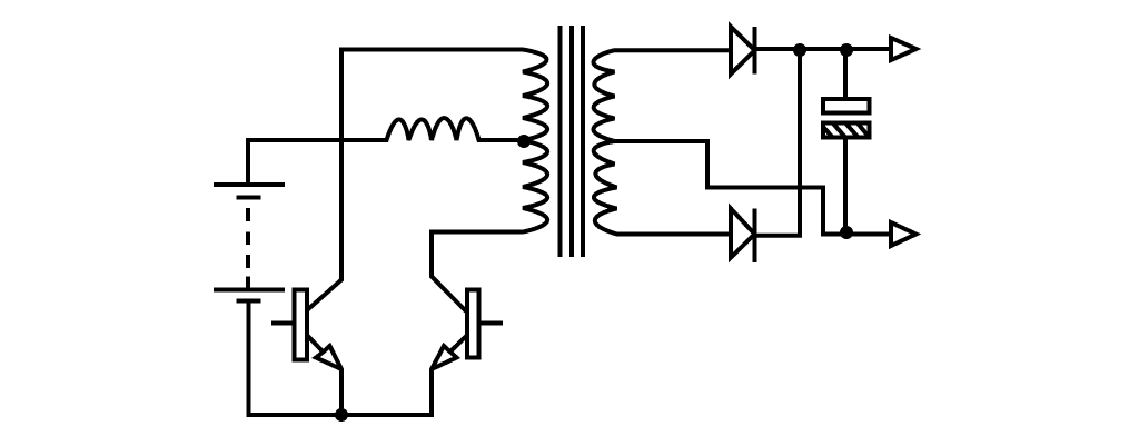 Diagrama básico de um conversor boost push-pull