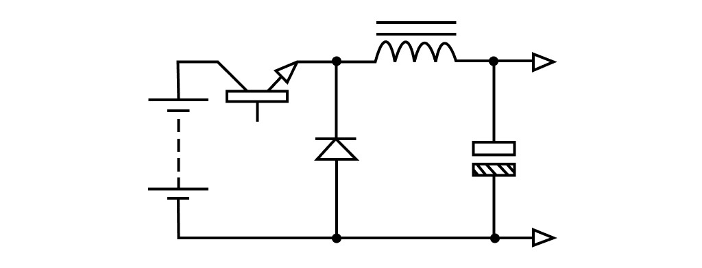 Diagrama básico de um conversor buck (step-down)