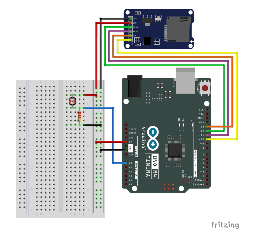 Circuito Eletrônico de gravação de dados no Cartão Micro SD com Arduino