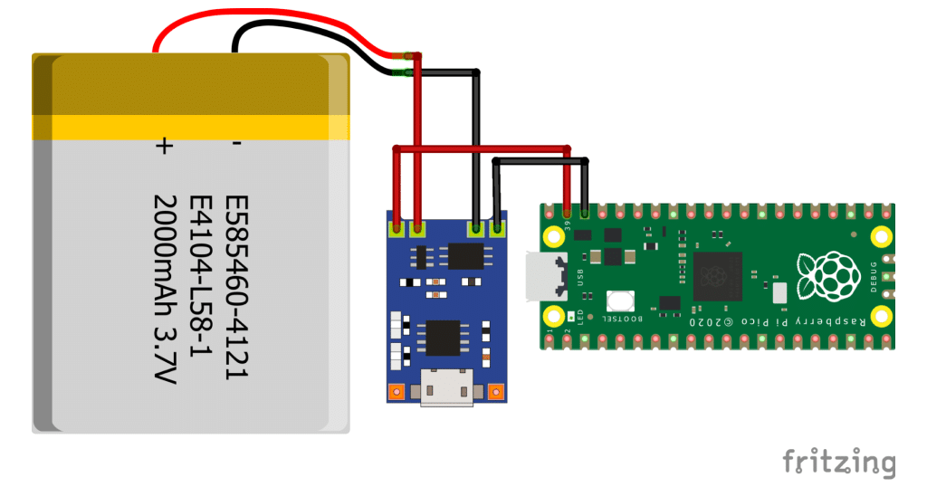 Conexão módulo carregador TP4056 e Raspberry Pi Pico