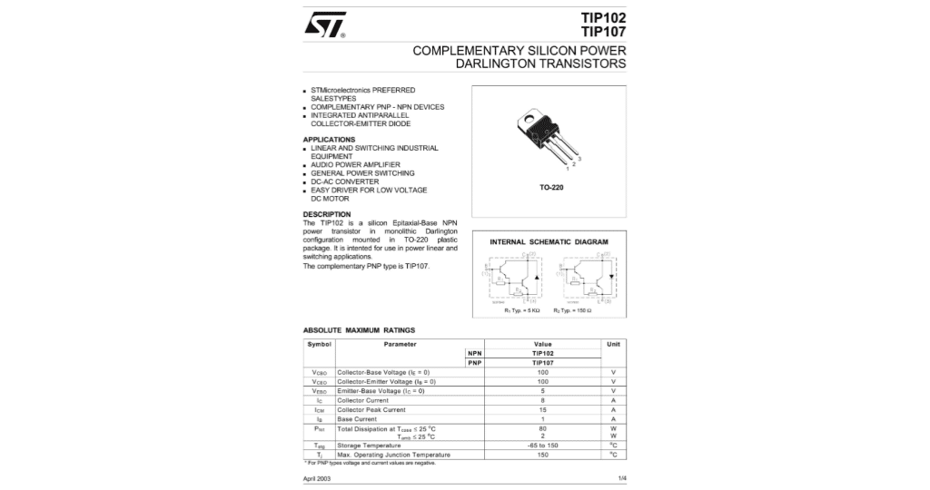 datasheet do componente