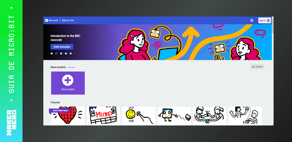Visão geral da interface MakeCode