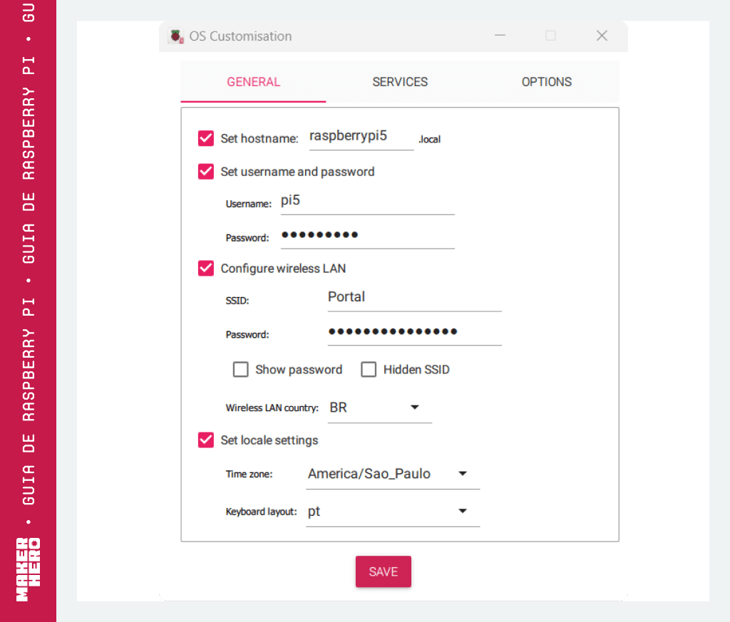 Configurando a conexão SSH no Raspberry Pi Imager