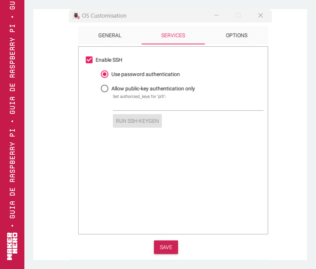 Configurando a conexão SSH no Raspberry Pi Imager