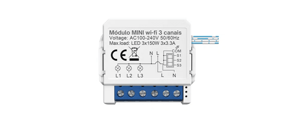 Mini Interruptor Inteligente 3 Canais WiFi