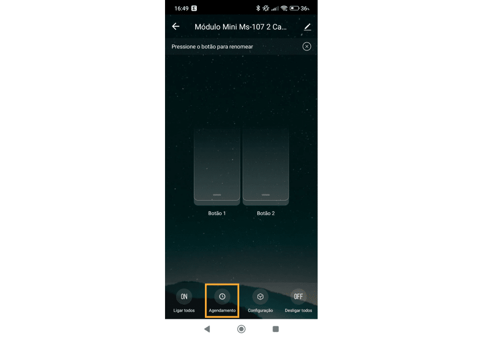 Configure automações e horários