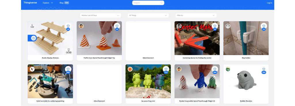 Arquivos para impressora 3d: Thingiverse