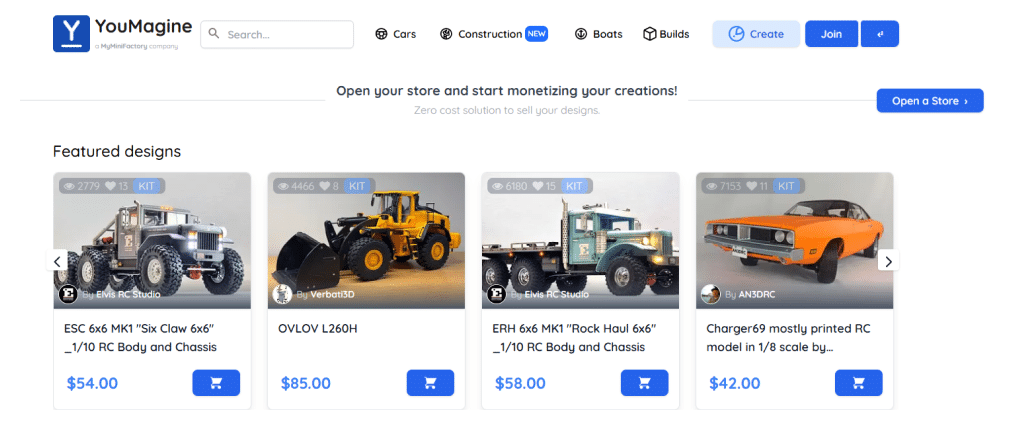 Arquivos para impressora 3d: YouMagine