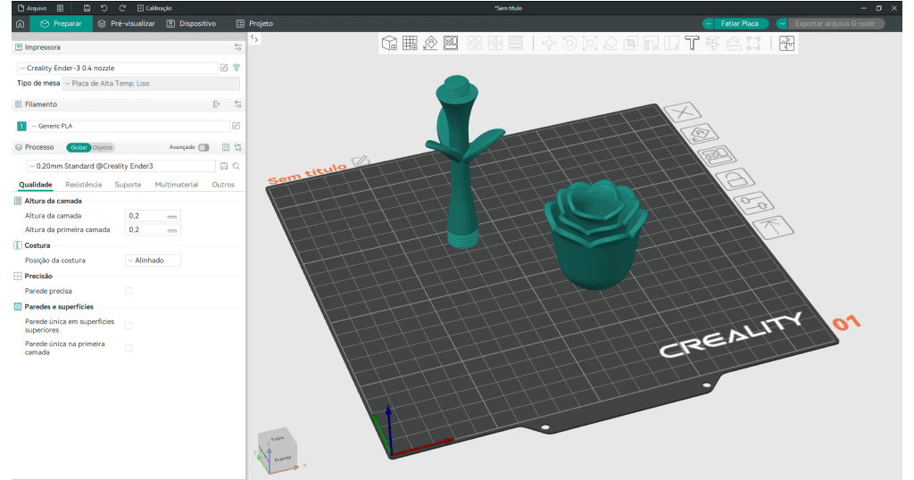 Arquivo 3D no Orca Slicer