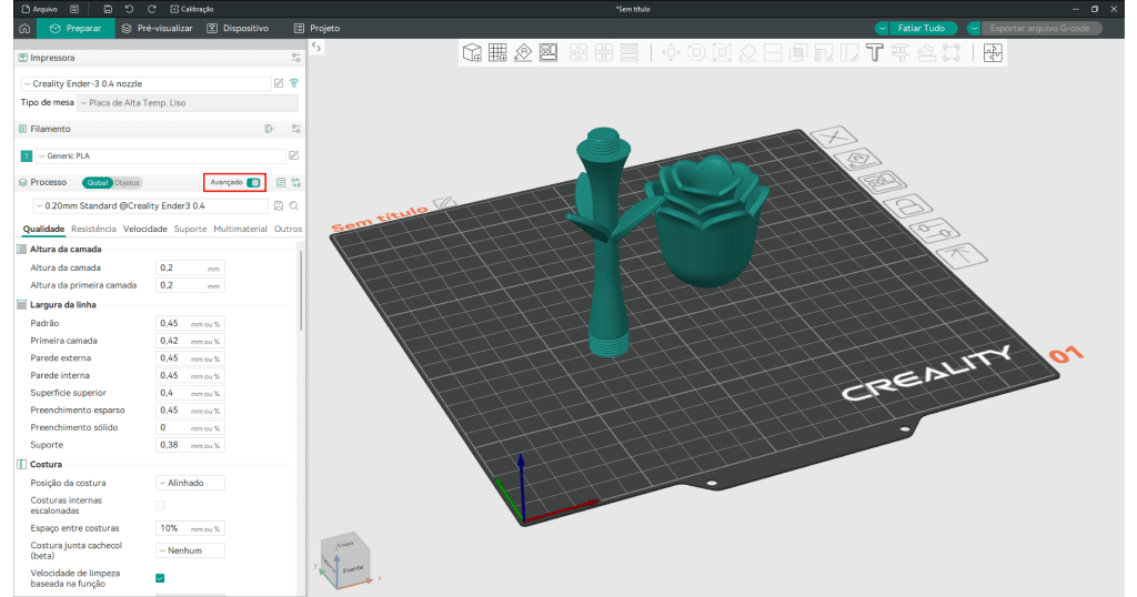 Opções avançadas no Orca Slicer