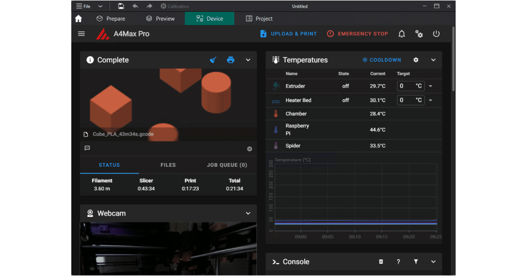 Monitoramento em tempo real no Orca Slicer