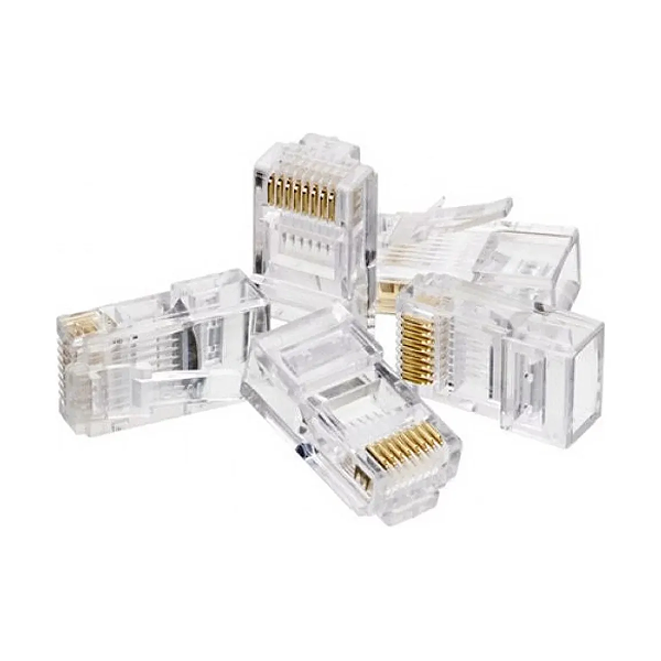 Conector RJ45 8P8C Cat5/Cat5E Banhado a Ouro x100 Unidades